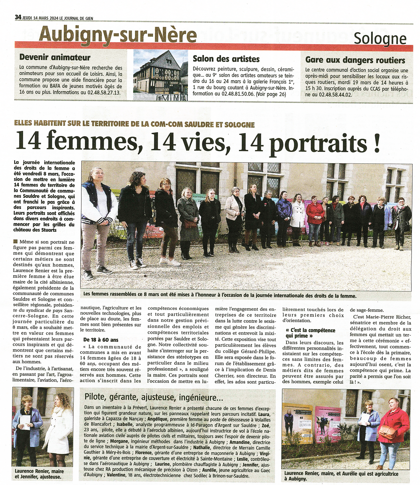titre de presse : 14 femmes, 14 vies, 14 protraits !