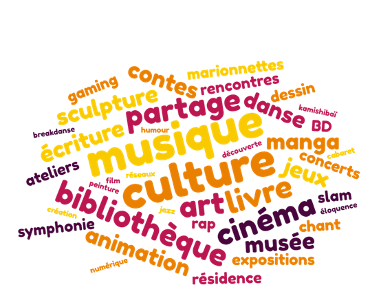 musique culture livre art cinéma bibliothèque partage danse contes gaming sculpture dessin symphonie
